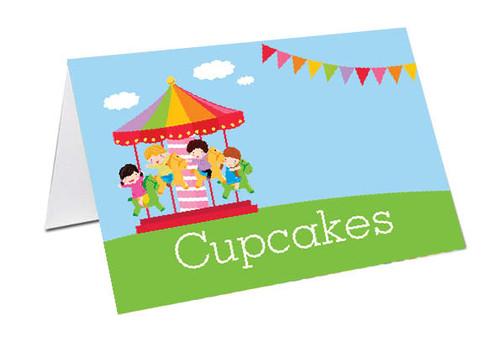 Carnival Carousel Personalised Name Cards, Place Cards & Buffet Cards.
