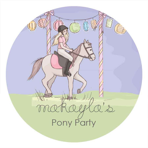 Girls Pony Party Personalised Birthday Cake Edible Image, Cake Icing.