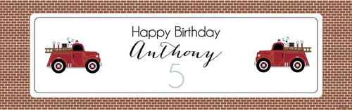Vintage Fire Engine Personalised Birthday Party Banners.