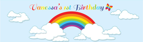Personalised rainbow birthday party backdrop. Rainbow inspired. Order online in Australia
