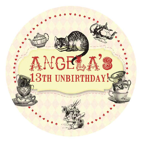 Mad Hatters Tea Party Personalised Birthday Cake Icing.