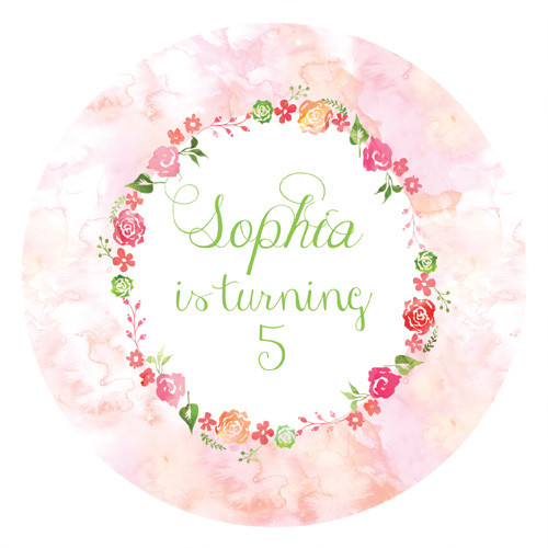 Floral Watercolour Party Personalised Birthday Cake Icing.