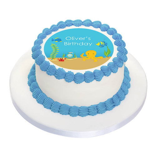 Sea Creatures Party Personalised Birthday Cake Icing Image
