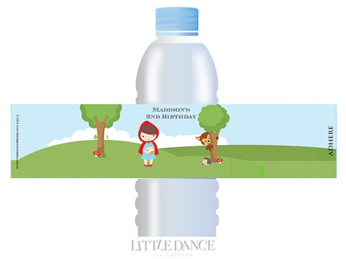 Little Red Riding Hood Personalised Water bottle labels.