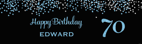 Adult Birthday Party Banner - Blue Glitter