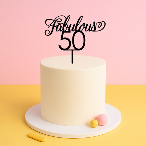 Swirl Script Age Cake Topper