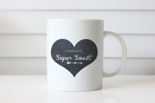 Chalkboard Love  heart mug - - Valentines or Mothers Day Gift Coffee Cup