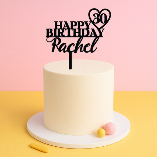 Happy Birthday Topper with Age in Heart Happy Birthday Topper with Age in Heart