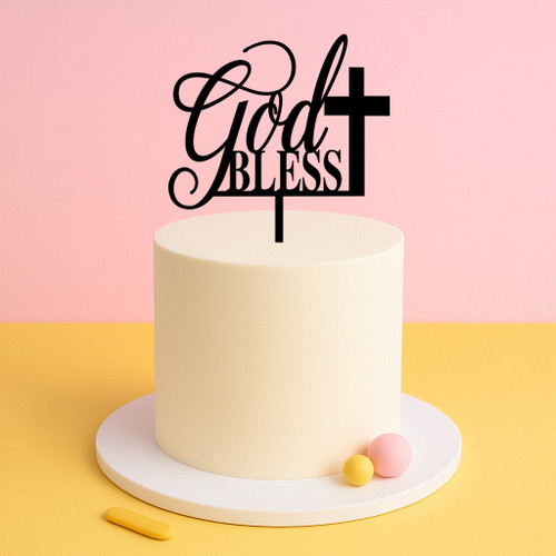 God Bless Cake Topper with Cross