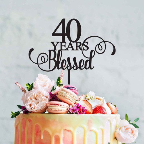 Custom Years Blessed anniversary cake topper