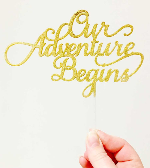 Our Adventure Begins Wedding cake topper