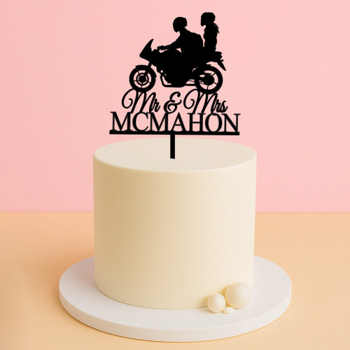 Motorcycle Mr & Mrs Cake Topper