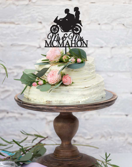 Amazon.com: Ride with Me Forever Motorcycle Wedding Cake Topper, Funny  Bride and Groom with Motorbike Cake Topper for Wedding Engagement Bridal  Shower Party Decoration : Grocery & Gourmet Food