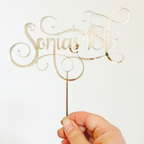 Silver Mirror Cake Topper Silver Mirror Cake Topper