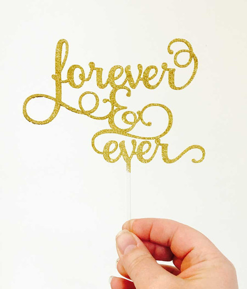 Forever & Ever Wedding Cake Topper in Gold Glitter Forever & Ever Wedding Cake Topper in Gold Glitter