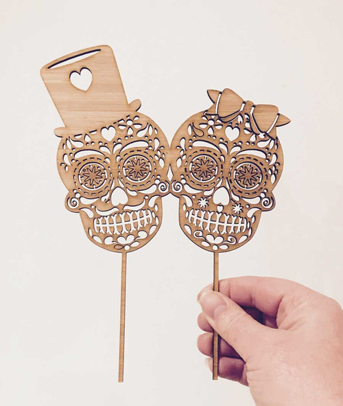 Day of the Dead Sugar Skulls Couple Wedding Cake Topper - Sugar Skulls Cake Decoration - Made in Melbourne Australia