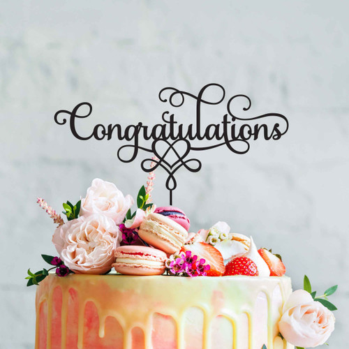 Congratulations Acrylic Cake Topper - Gold - PartyPerfect.my