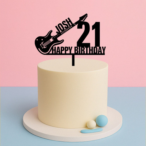 Electric guitar birthday cake topper