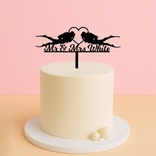 Personalised Scuba Diving Wedding Cake Toppers - Custom Scuba divers themed wedding or engagement cake topper decoration Personalised Scuba Diving Wedding Cake Toppers - Custom Scuba divers themed wedding or engagement cake topper decoration