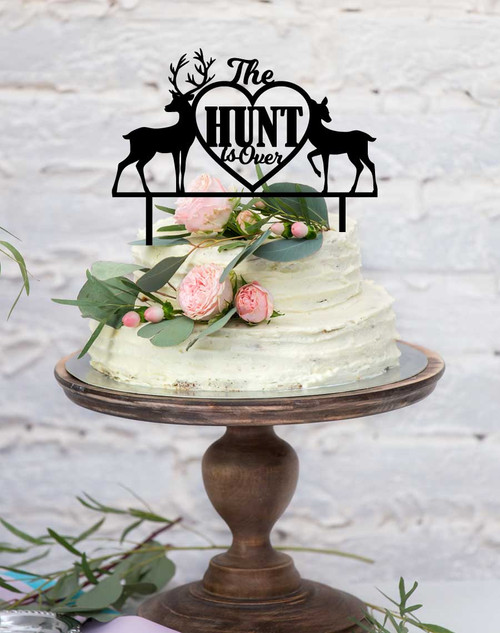 The Hunt is Over Deer Wedding Cake Topper - Deer and Stag Wedding Cake Decoration laser cut in Australia