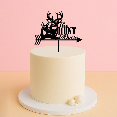 The Hunt is Over Deer Wedding Cake Topper - Laser Cut Hunt is Over Deer and Stag Wedding Cake Decoration. Laser cut in Australia
