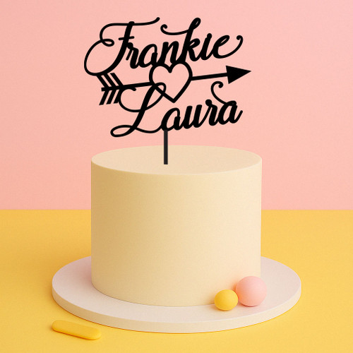 Romantic script couple cake topper