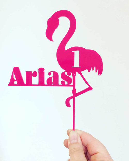 Pink Flamingo Cake Topper - Personalised Pink Flamingo Laser Cut Cake Decoration