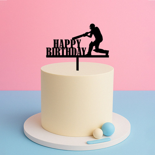 Cricket Themed Happy Birthday Cake Topper