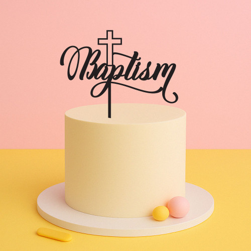 Baptism Cake Topper with Cross Design Baptism Cake Topper with Cross Design