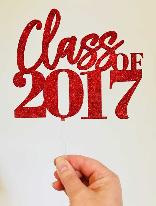 Class of 2017 Cake Topper in Red Glitter Class of 2017 Cake Topper in Red Glitter