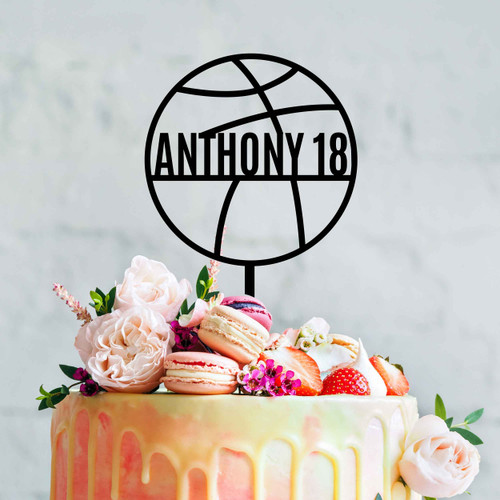 Personalised Basketball Cake Topper with name and age. Personalised Basketball Cake Topper with name and age.