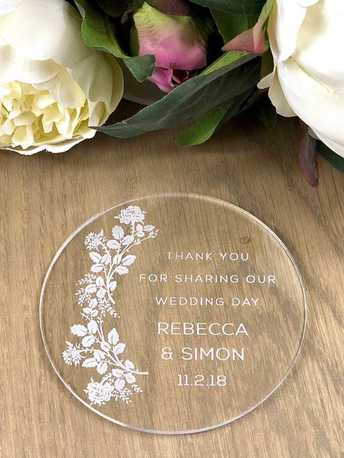 Custom personalised acrylic coasters wedding favours