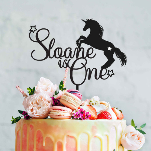 Unicorn themed birthday cake topper.  Laser cut in Melbourne, Australia. Unicorn themed birthday cake topper.  Laser cut in Melbourne, Australia.