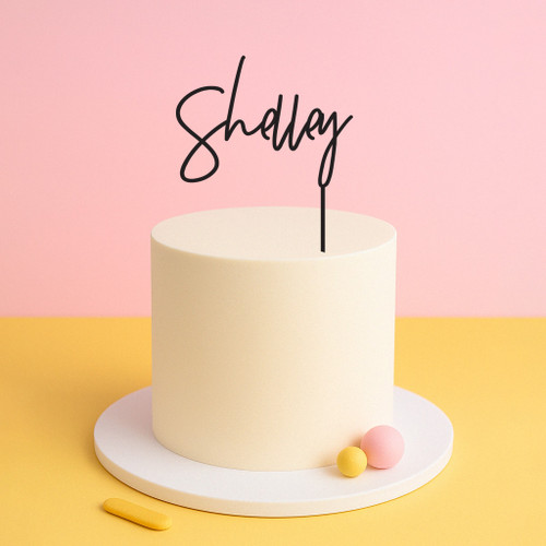 Modern Font Name Cake Topper – Black