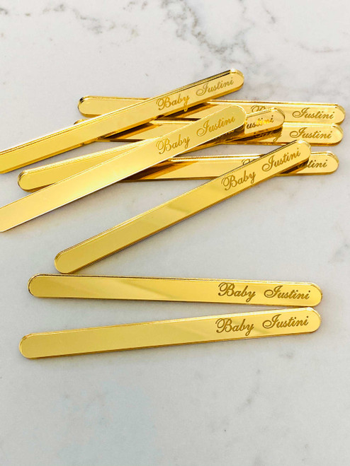 Gold Mirror Acrylic Popsicle Sticks for Cakesicles, Glitter Pops
