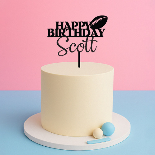 Football Birthday Cake Topper with Name