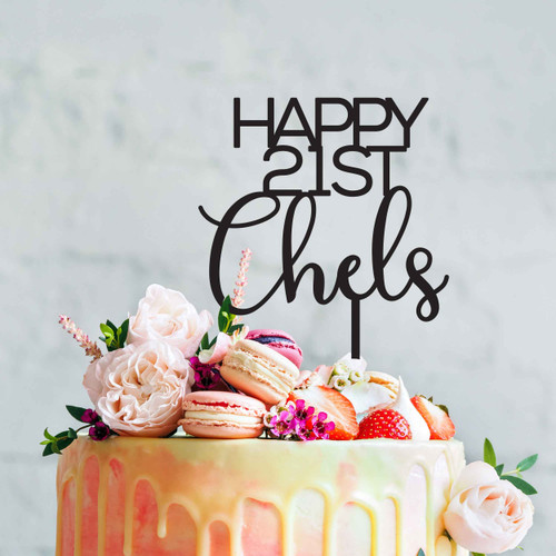 Personalised happy birthday cake topper with name and age Personalised happy birthday cake topper with name and age