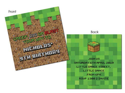 Minecraft party invitations