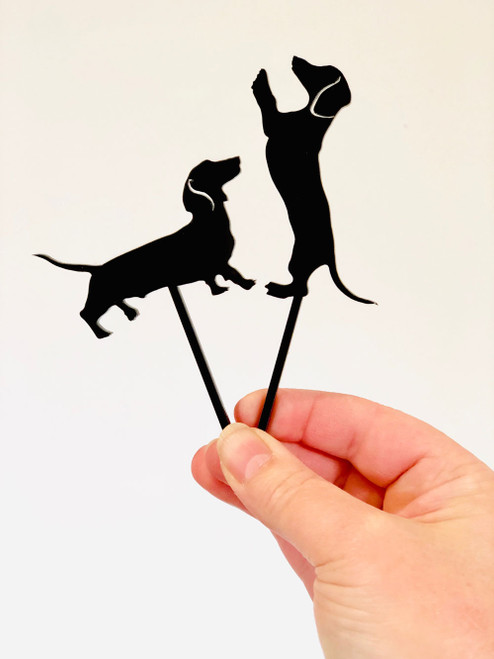 Two little Dachshund dog cake toppers - made in Melbourne Australia