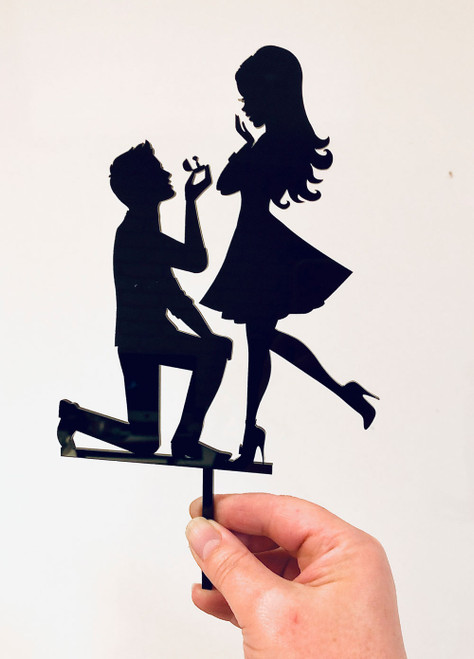 On Bended Knee Proposal Engagement Cake Topper made in Australia. Buy online with Afterpay, Paypal and Card