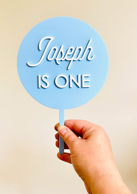 Custom Cake Topper in Pastel Blue