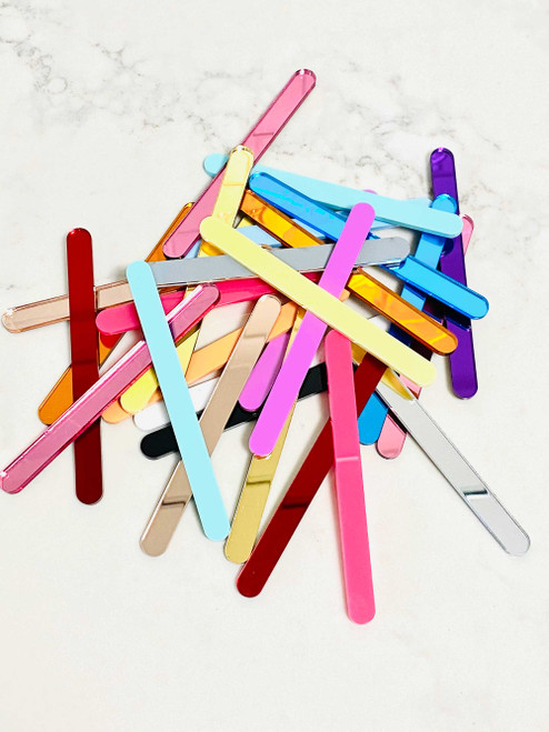 Silver Mirror Acrylic Popsicle Sticks for Cakesicles, Glitter Pops
