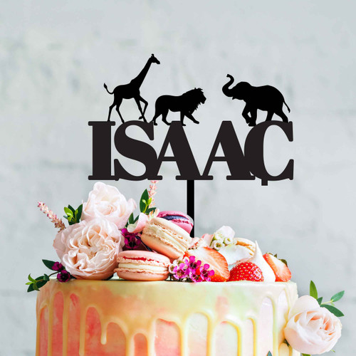 Safari Animals Cake Topper with Name