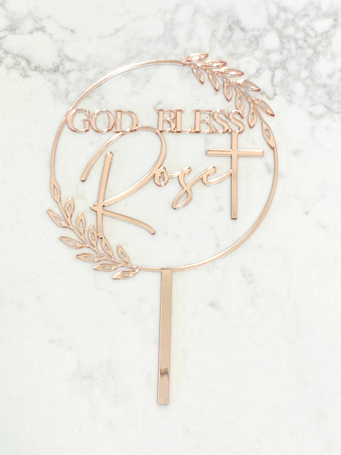 Gold Bless Custom Cake Topper in Rose Gold Mirror Gold Bless Custom Cake Topper in Rose Gold Mirror