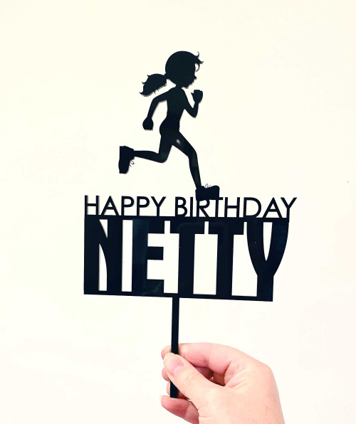 Girl runner personalised cake topper. Joggers Happy Birthday Cake Topper. Made in Australia. Buy with Afterpay, Paypal or card. Girl runner personalised cake topper. Joggers Happy Birthday Cake Topper. Made in Australia. Buy with Afterpay, Paypal or card.