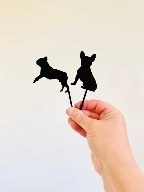 French Bulldog Cake Topper - Two French Bulldog Birthday Cake Decorations. Made in Australia. Laser cut acrylic. Buy with Afterpay, PayPal or card