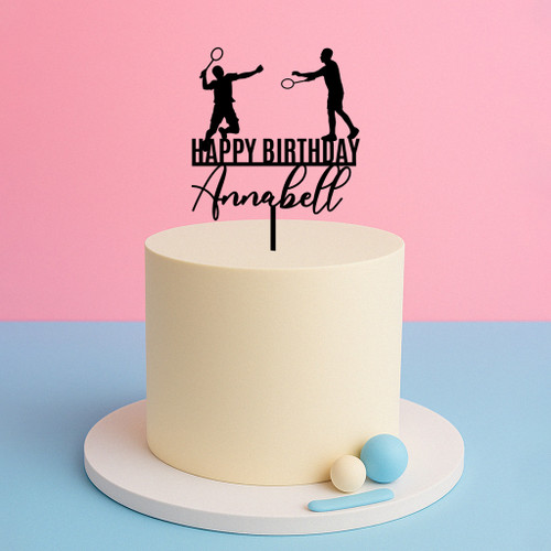 Badminton Happy Birthday Cake Topper