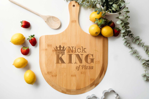 King of Pizza - Pizza Serving Board.  Engraved in Australia.