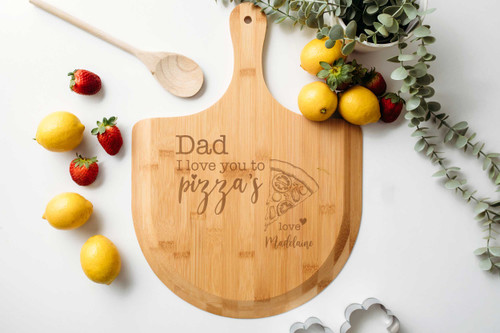 I Love You To Pizza's - Pizza Serving Board.  Engraved in Australia.