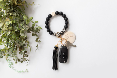 Custom Stylish on Trend Silicone Beaded Keychain Bracelet